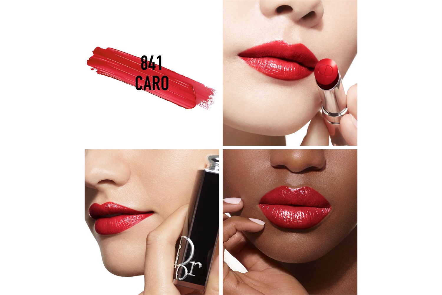 Dior Dior Addict Rossetto Brillante Caro 841 - 90% Ingredienti Naturali, Ricaricabile, Idratante per 24 Ore