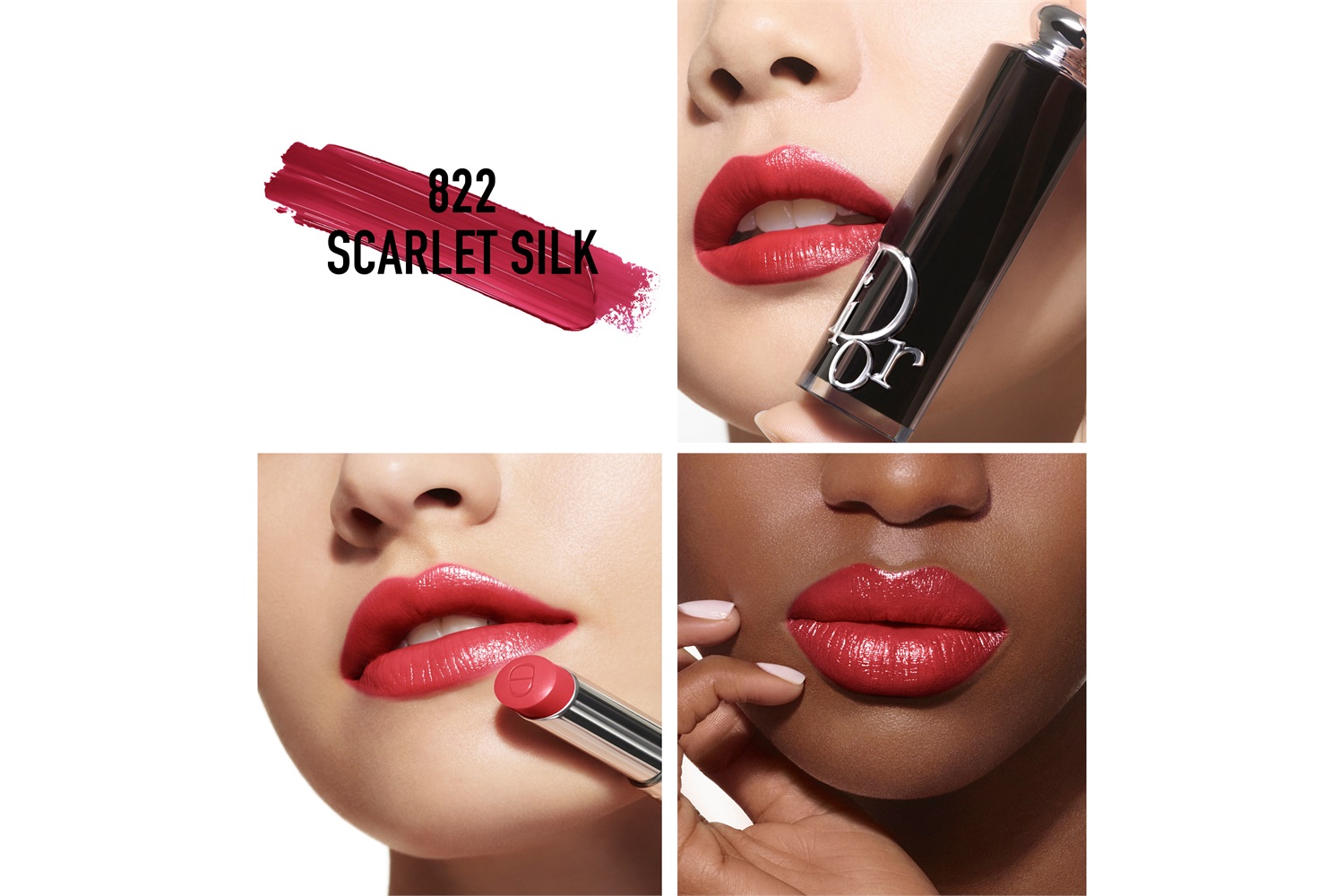 Dior Dior Addict Rossetto Brillante 822 Scarlet Silk - 90% di Ingredienti di Origine Naturale - Ricaricabile - Idratante