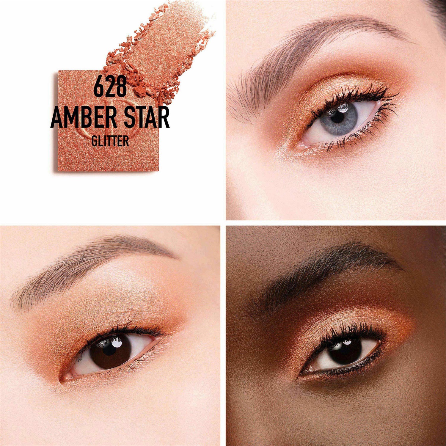 Dior Diorshow Mono Couleur Ombretto 628 Amber Star - Alta Pigmentazione, 2g, Finiture Mat, Satinato, Metallizzato e Glitterato