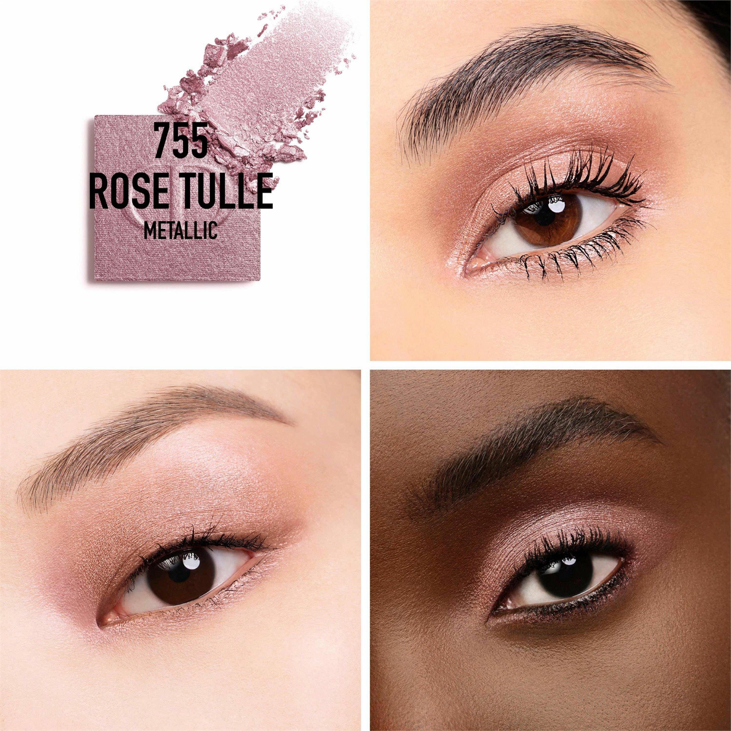 Dior Diorshow Mono Couleur Ombretto 755 Rose Tulle 2g - Alta Pigmentazione e Lunga Tenuta con Finish Mat, Satinato, Metallizzato e Glitterato