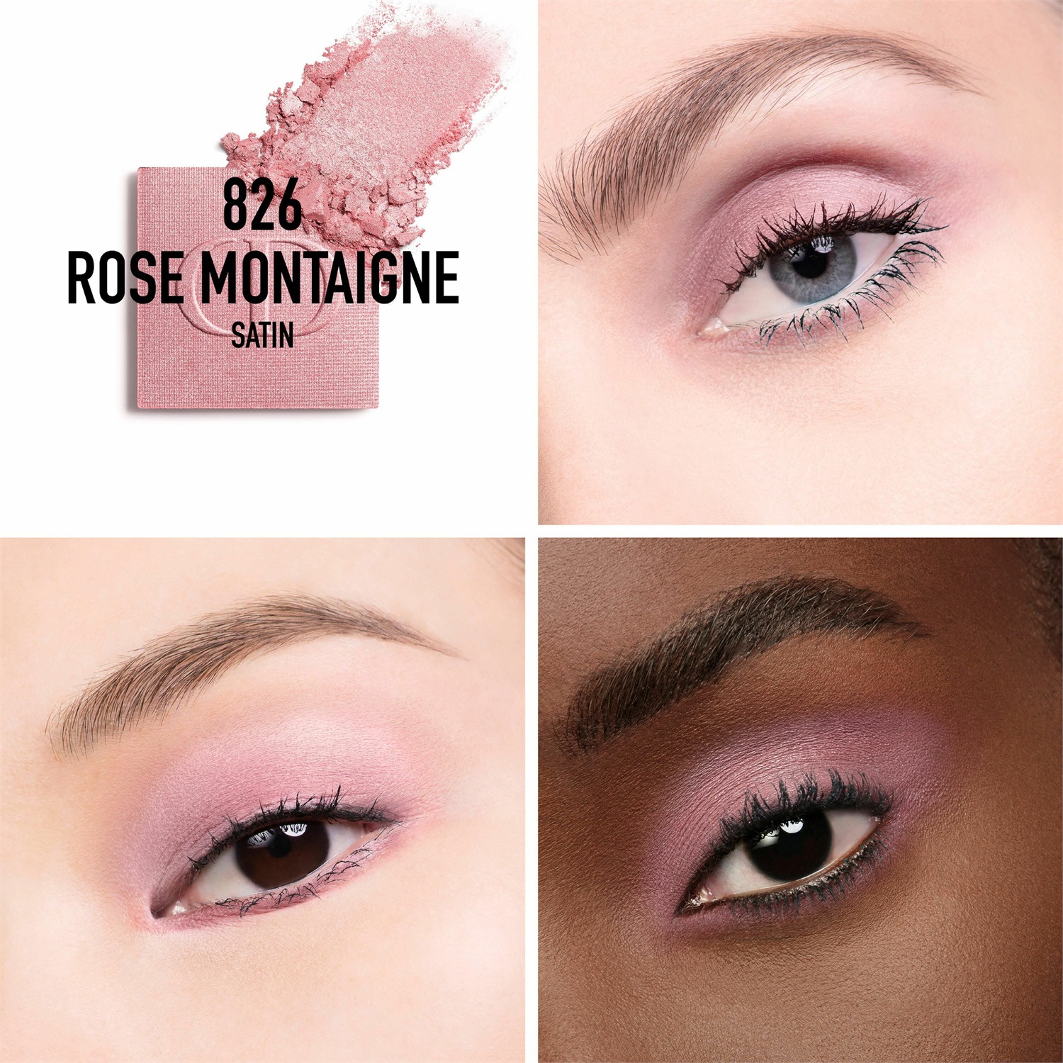 Dior Diorshow Mono Couleur 826 Rose Montaigne - Ombretto Compatto ad Alta Pigmentazione, 2g, Finish Mat, Satinato, Metallizzato e Glitterato