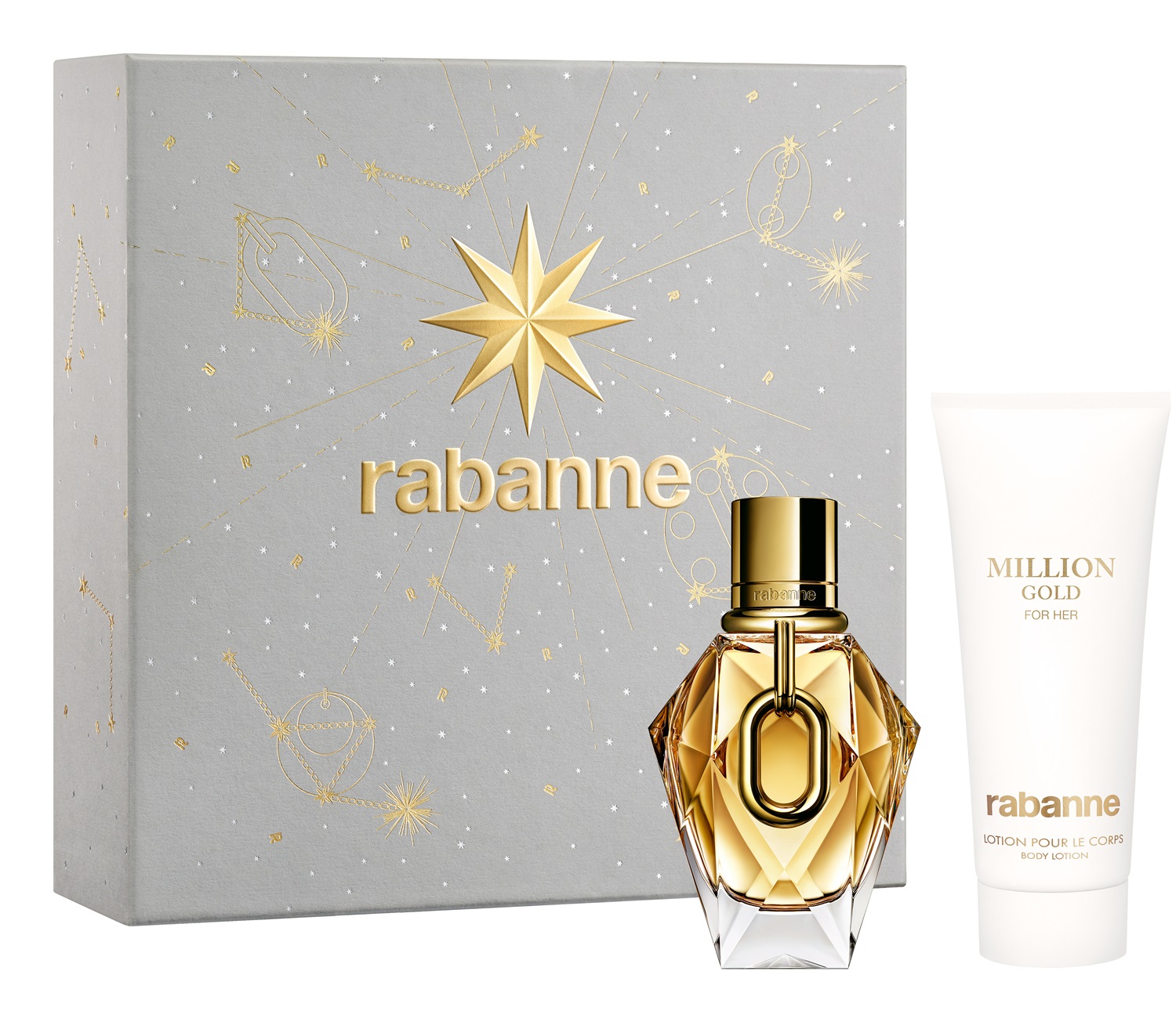 Rabanne Cofanetto Regalo Million Gold For Her Eau de Parfum 50ml Body Lotion 100ml - Fragranza con Note di Fiori Bianchi