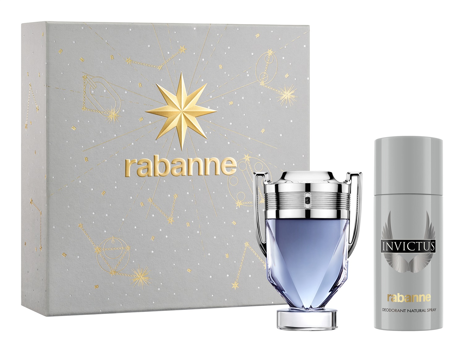 Rabanne Cofanetto Regalo Invictus - Eau de Toilette 100ml Deodorant Spray 150ml, Fragranza Uomo con Note di Pompelmo e Legno di Guaiaco