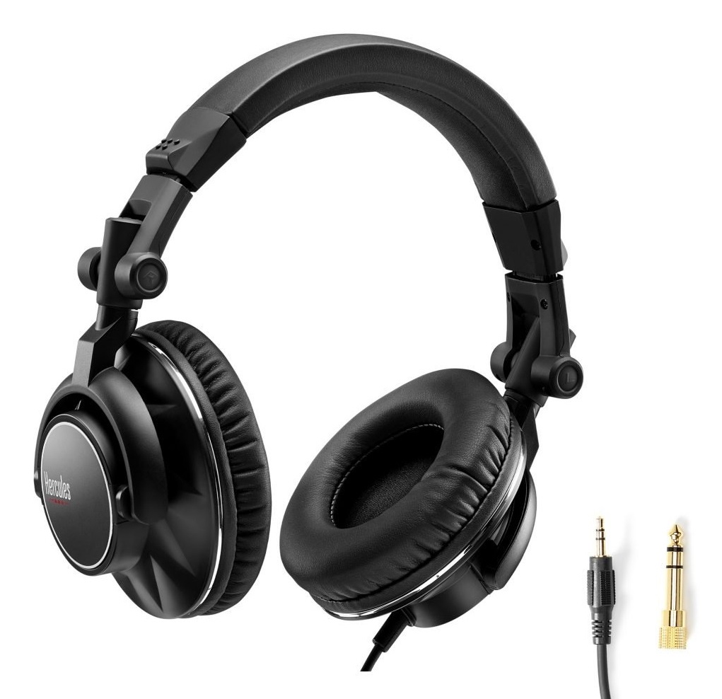 Hercules HDP DJ60 Cuffie a Padiglione Chiuso Cablato Professionali per DJ - Nero, Isolamento Sonoro Eccellente, Lunghezza Cavo 2-3m
