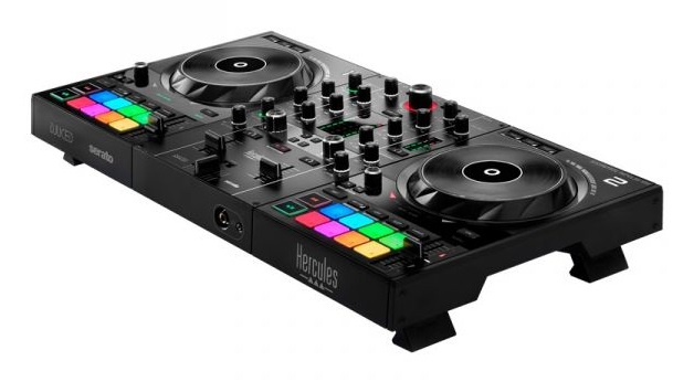 Hercules DJControl Inpulse 500 - Controller DJ USB a 2 canali con interfaccia audio integrata, 16 pad RGB retroilluminati e controllo DVS (Digital Vinyl System) - Nero