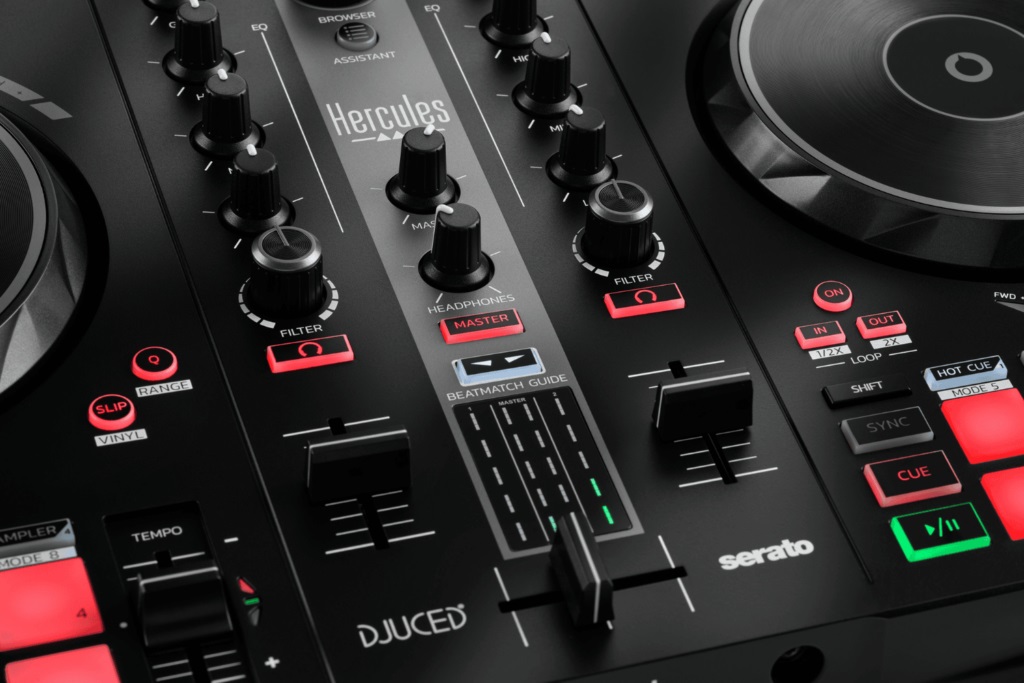 Hercules DJControl Inpulse 300 MK2 - Mixer DJ USB 2 Canali con 16 Drum Pad, Funzione Beatmatch Guide, Compatibile con Serato DJ Lite e DJUCED, Colore Nero/Rosso