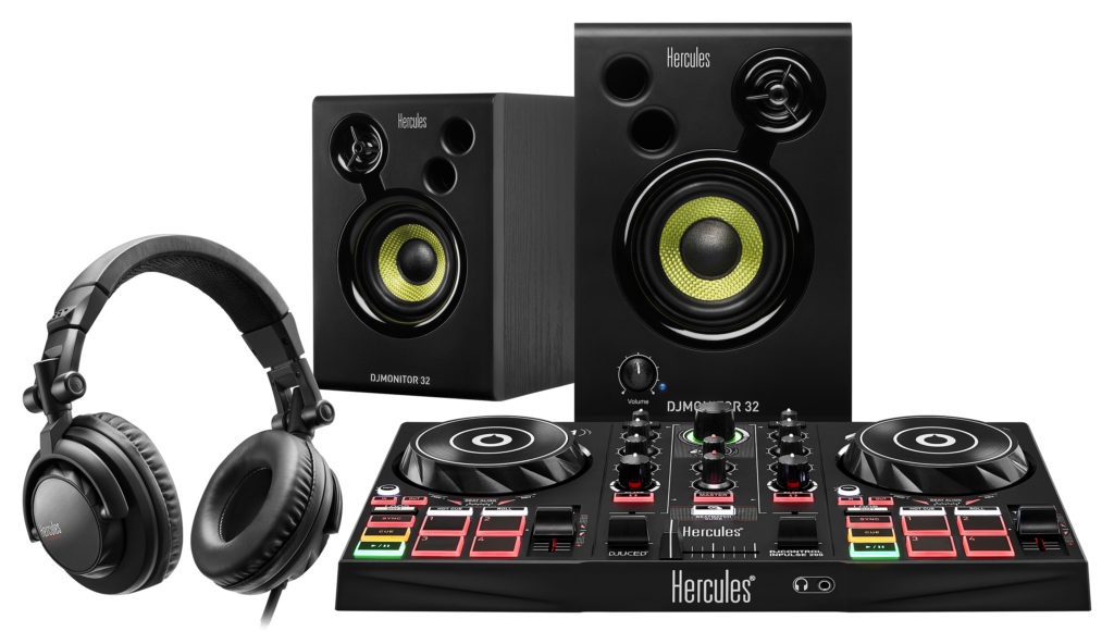 Hercules DJ Learning Kit MK2 - Kit All-in-One per Imparare a Mixare con DJControl Inpulse 200, Cuffie HDP DJ45 e Altoparlanti DJMonitor 32 - Nero