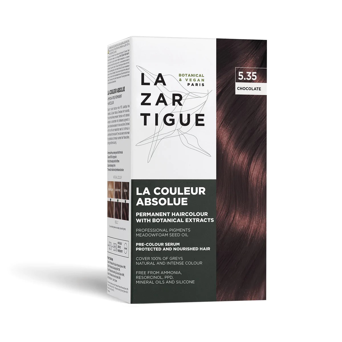 Lazartigue La Couleur Absolue Colorazione Permanente 5.35 Cioccolato - Senza Ammoniaca, Vegana, con Estratti Botanici