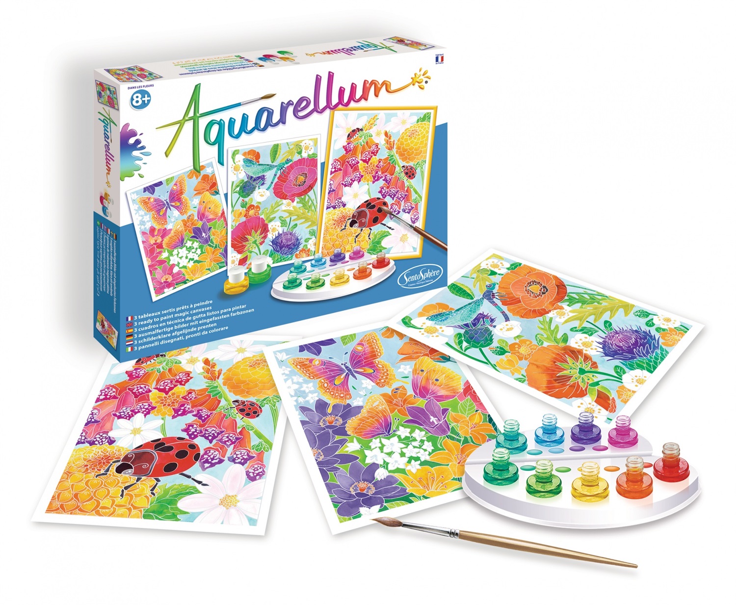 SentoSphere Aquarellum 6391 Set da Disegno 16 Pz - Kit Completo per Pittura con Motivi Floreali per Bambini