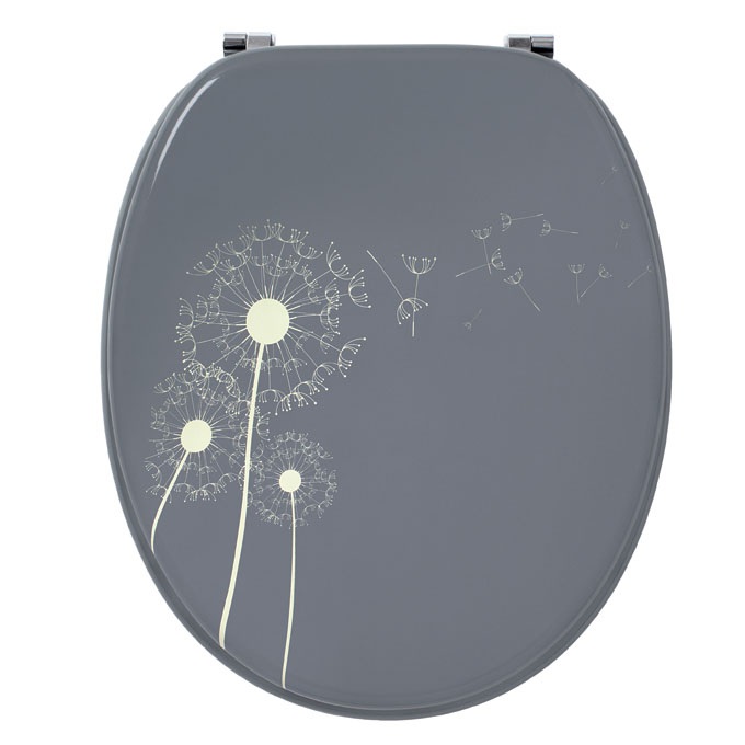 Wirquin Sedile WC Trendy Line in MDF Beige e Grigio, Cerniere Inox, Universale a Forma U