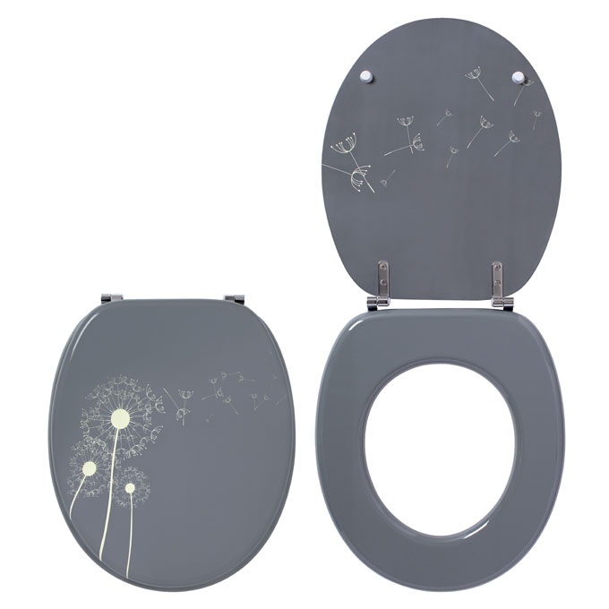 Wirquin Sedile WC Trendy Line in MDF Beige e Grigio, Cerniere Inox, Universale a Forma U