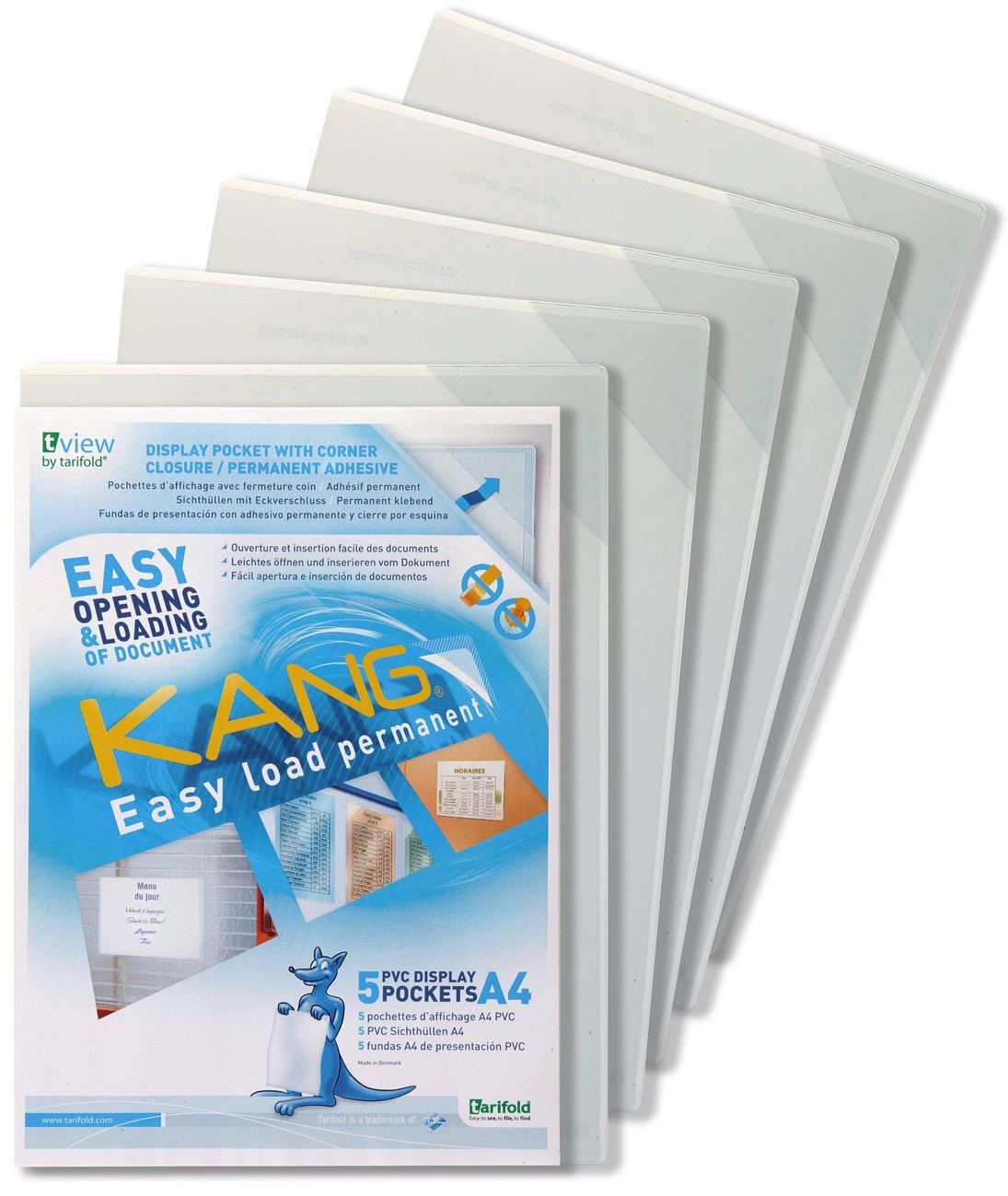 Tarifold B194680 Buste Portadocumenti A4 Trasparenti Autoadesive con Flap di Chiusura - Confezione da 5 Pz
