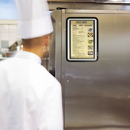 Tarifold Cornice Magnetica A4 Argento - Confezione da 2, Elegante Display in Plastica Trasparente, Utilizzabile in Modalità Ritratto o Paesaggio