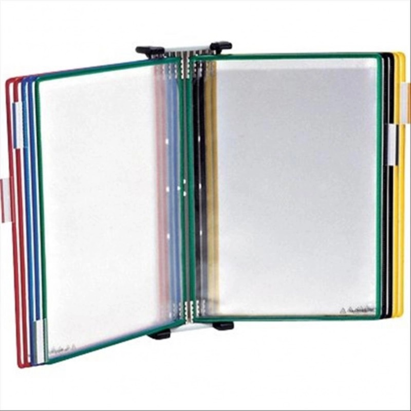 Djois Leggio Murale T-Technic A3 in Metallo con 10 Buste PVC Assortite - Dimensioni 45x10x32 cm