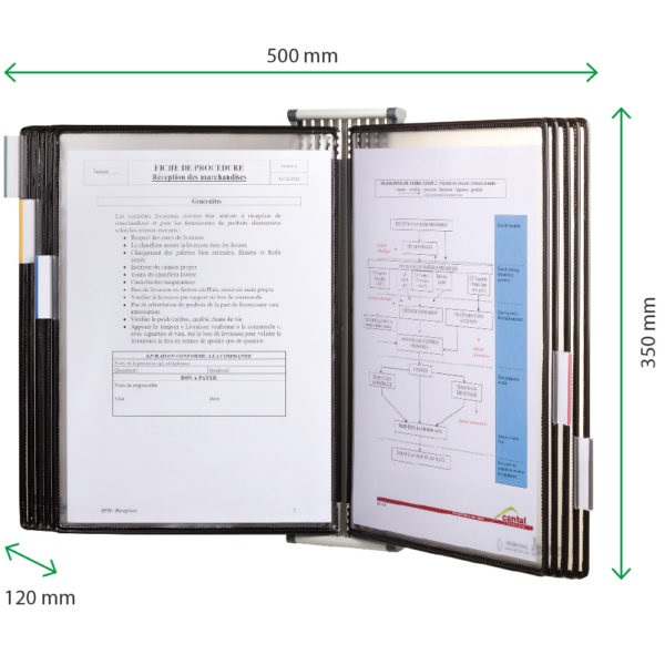 Tarifold Leggio Antibatterico da Muro con 10 Buste A4 Nero