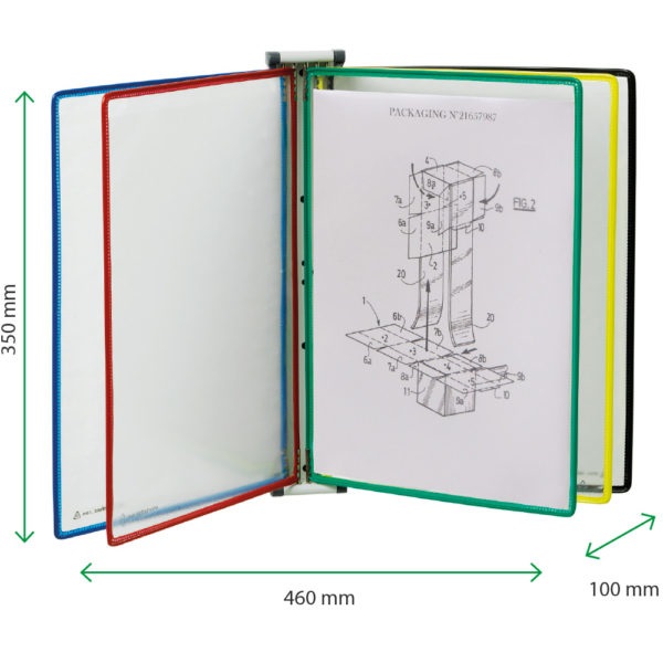 Tarifold Leggio Murale A4 con 10 Buste in PVC, Base Magnetica e Angoli Inclinabili