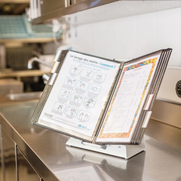 Tarifold B434152 Leggio Antibatterico da Tavolo A4 con 10 Buste - Bianco