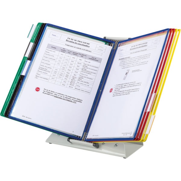 Tarifold 434209 Leggio da Tavolo A4 con 20 Buste Trasparenti - Supporto per Documenti Scrivania/Parete