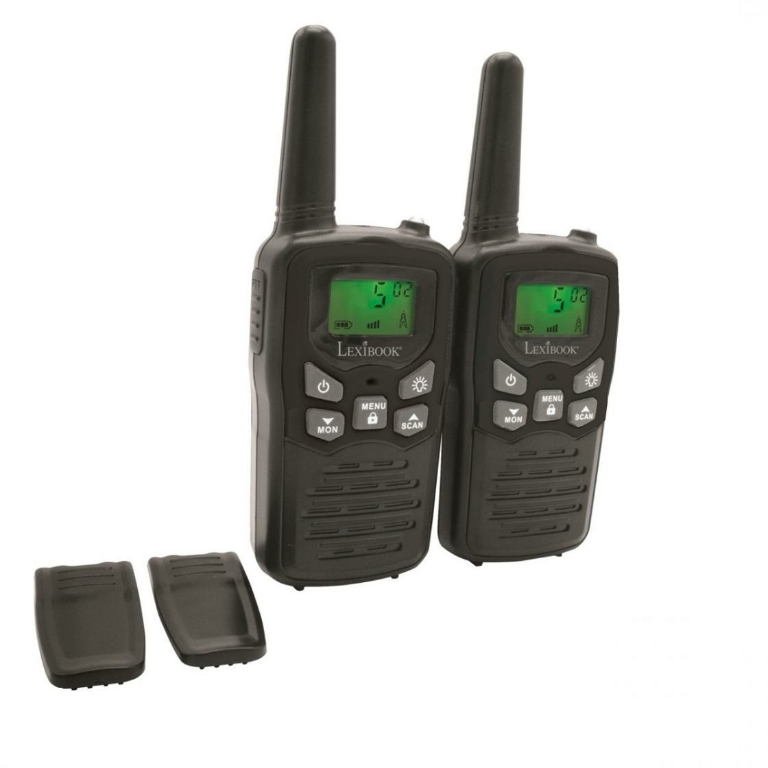 Lexibook TW58 Walkie-Talkie per Bambini - Portata 8 km, Schermo LCD, Suono Digitale, Gioco di Comunicazione, Colore Nero