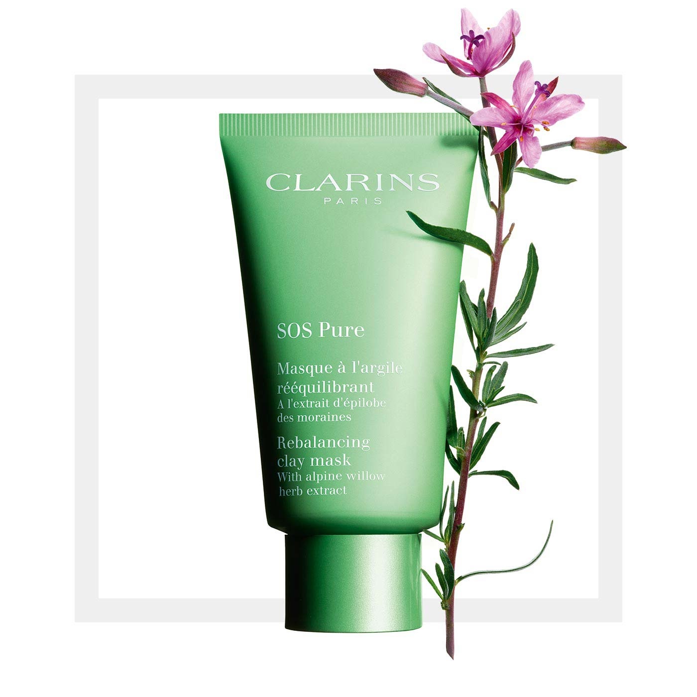 Clarins SOS Pure Maschera Riequilibrante Viso 75 ml - Purificante e Opacizzante per Pelle Mista o Grassa