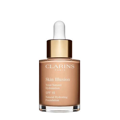 Clarins Skin Illusion Fondotinta Liquido Idratante SPF 15 - 108 Sand, Effetto Pelle Nuda, 30ml