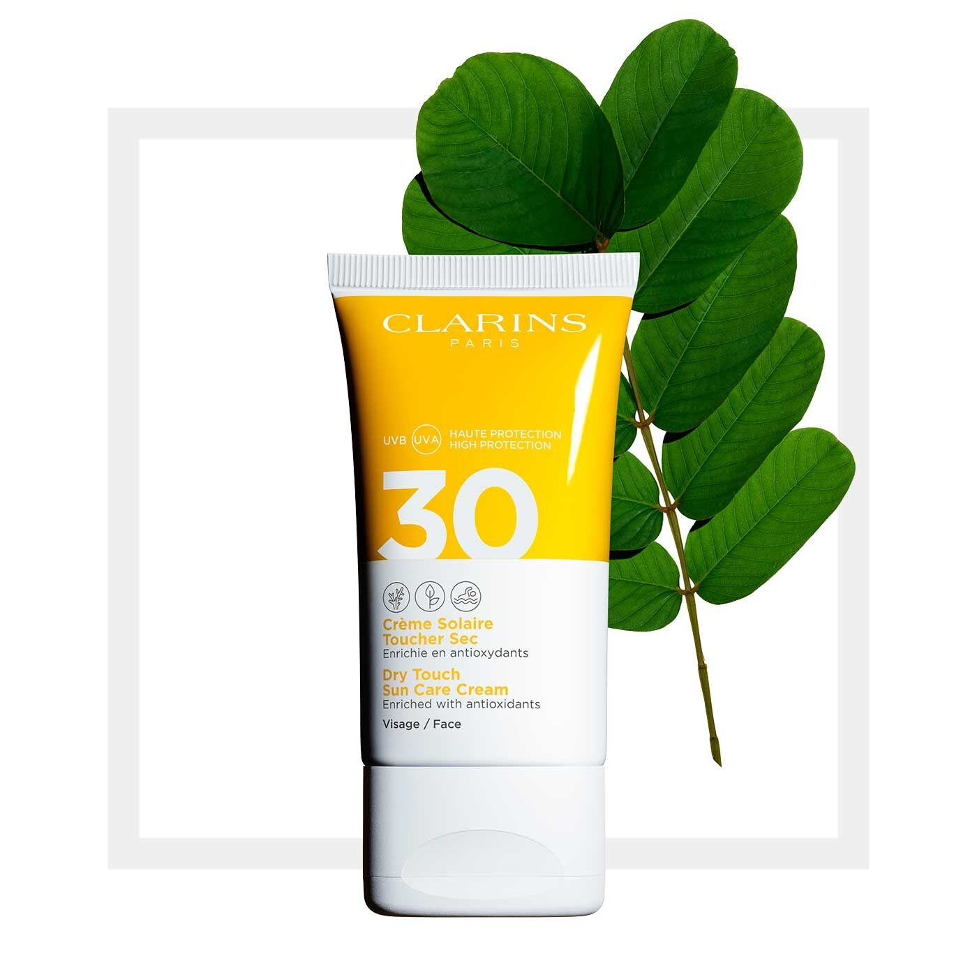 Clarins Crema Solare Viso SPF 30 - Finish Asciutto, Idratante, 50 ml