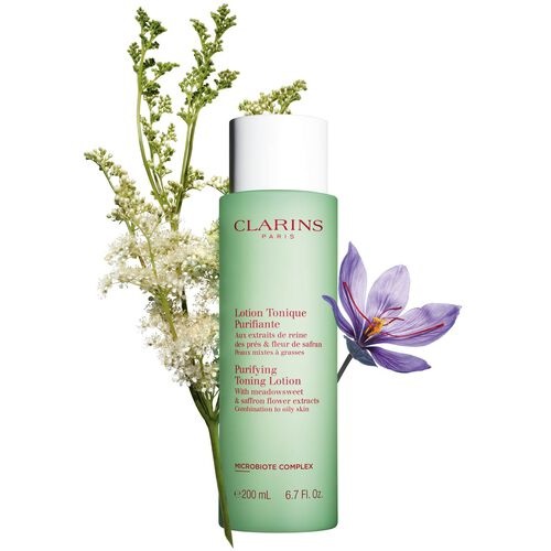 Clarins Lotion Tonique Purifiante 200 ml - Tonico Purificante Senza Alcol con Estratti di Regina dei Prati e Amamelide, Riequilibrante per Pelle Mista e Grassa