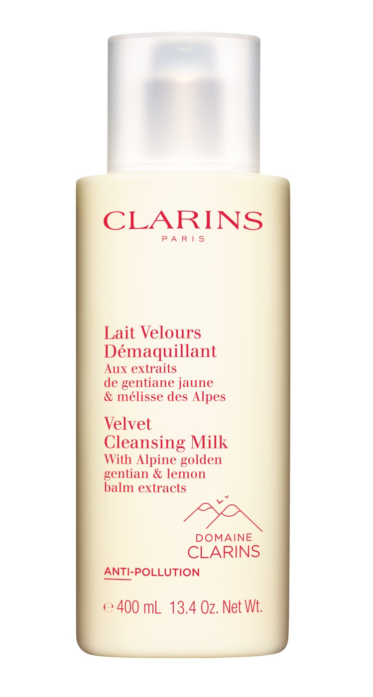 Clarins Lait Velours Démaquillant - Latte Detergente Delicato 400 ml con Estratti di Genziana Maggiore e Melissa Biologica