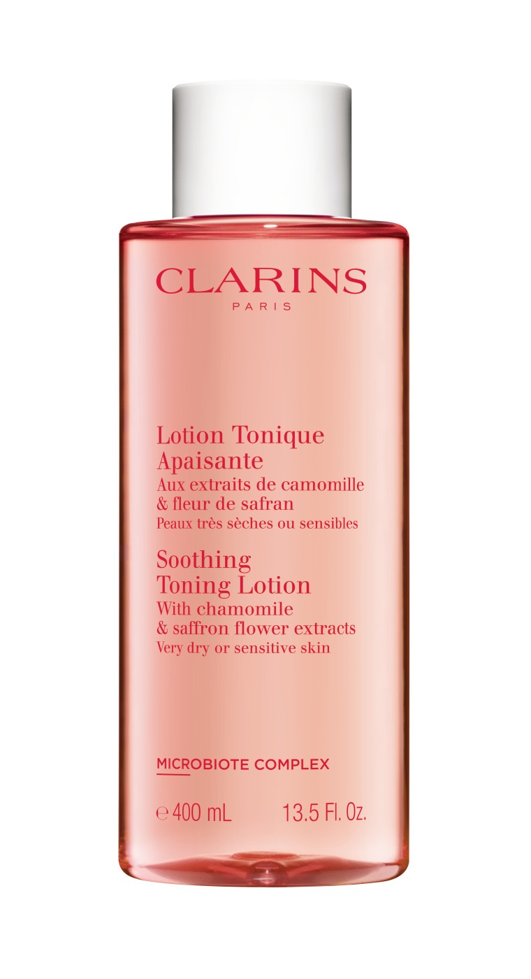 Clarins Lotion Tonique Apaisante 400 ml - Tonico Lenitivo con Camomilla e Zafferano per Pelle Secca e Sensibile
