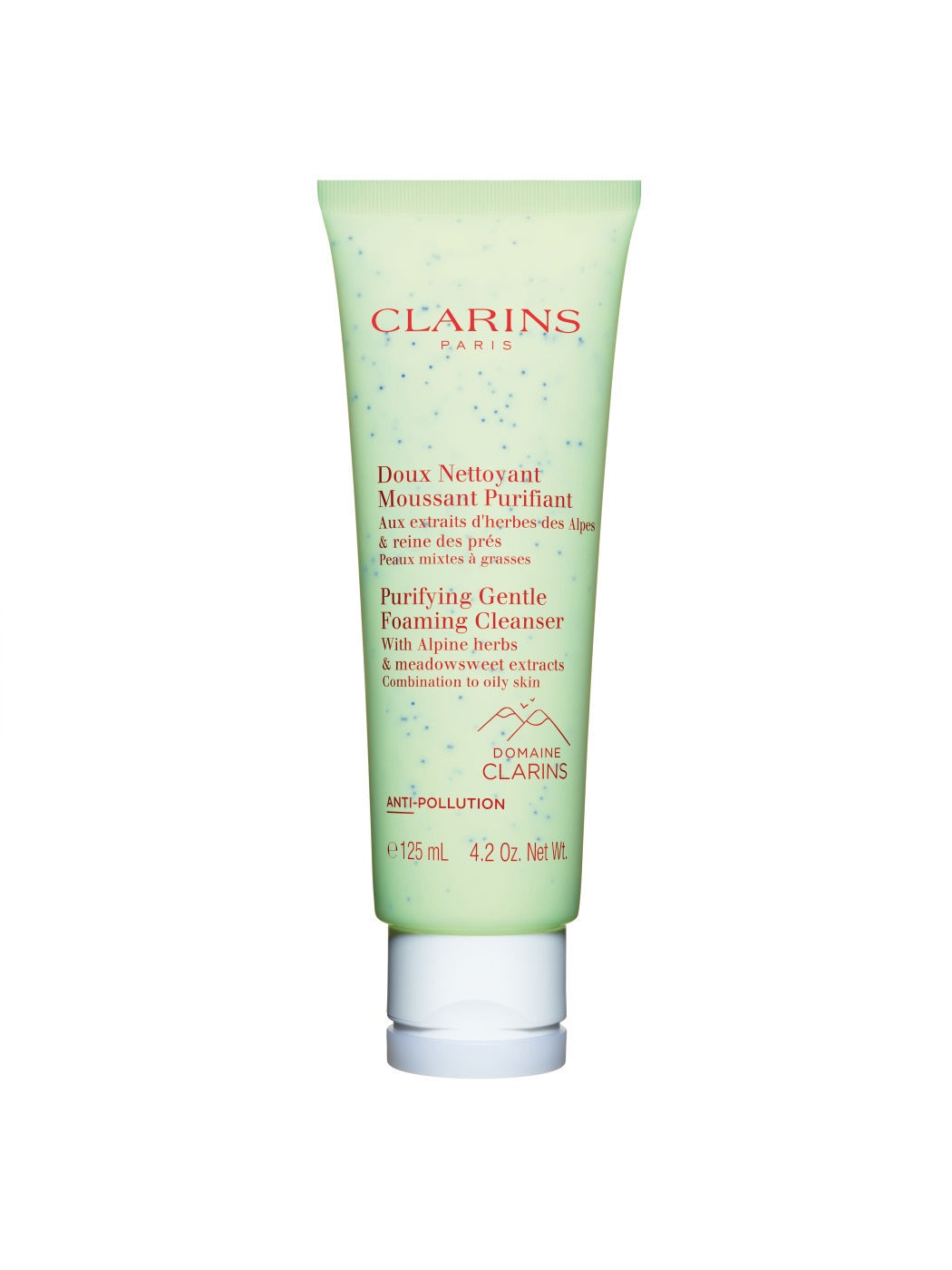 Clarins Doux Nettoyant Moussant Purifiant 125ml - Detergente Schiumogeno Purificante per Pelli Miste e Grasse con Estratti di Erbe Alpine