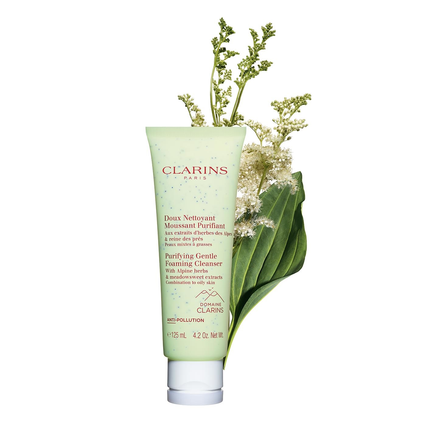 Clarins Doux Nettoyant Moussant Purifiant 125ml - Detergente Schiumogeno Purificante per Pelli Miste e Grasse con Estratti di Erbe Alpine