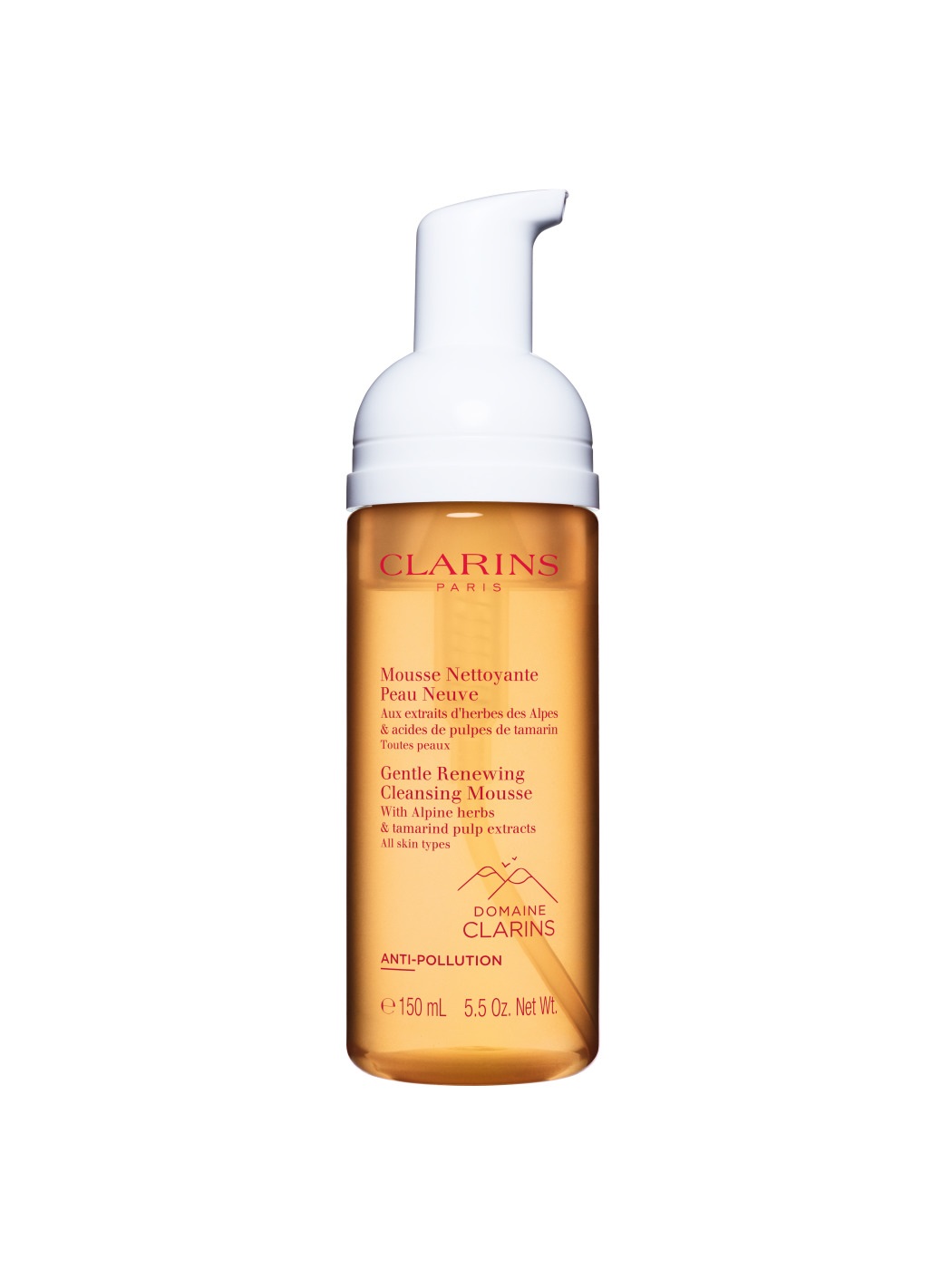 CLARINS Mousse Detergente Rinnovatrice 150 ml - Detergente Schiumogeno Idratante con Estratti di Erbe delle Alpi e Acidi della Polpa di Tamarindo