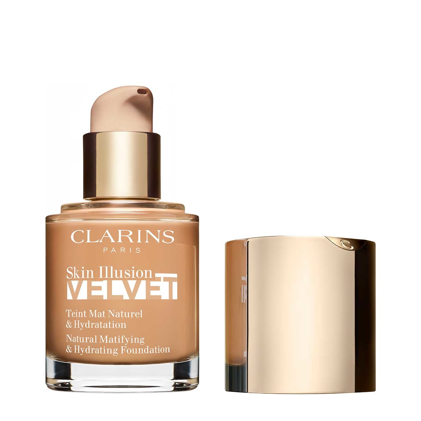 CLARINS Skin Illusion Velvet Fondotinta Liquido 112C - Amber 30ml, Finish Mat, Effetto Pelle Nuda