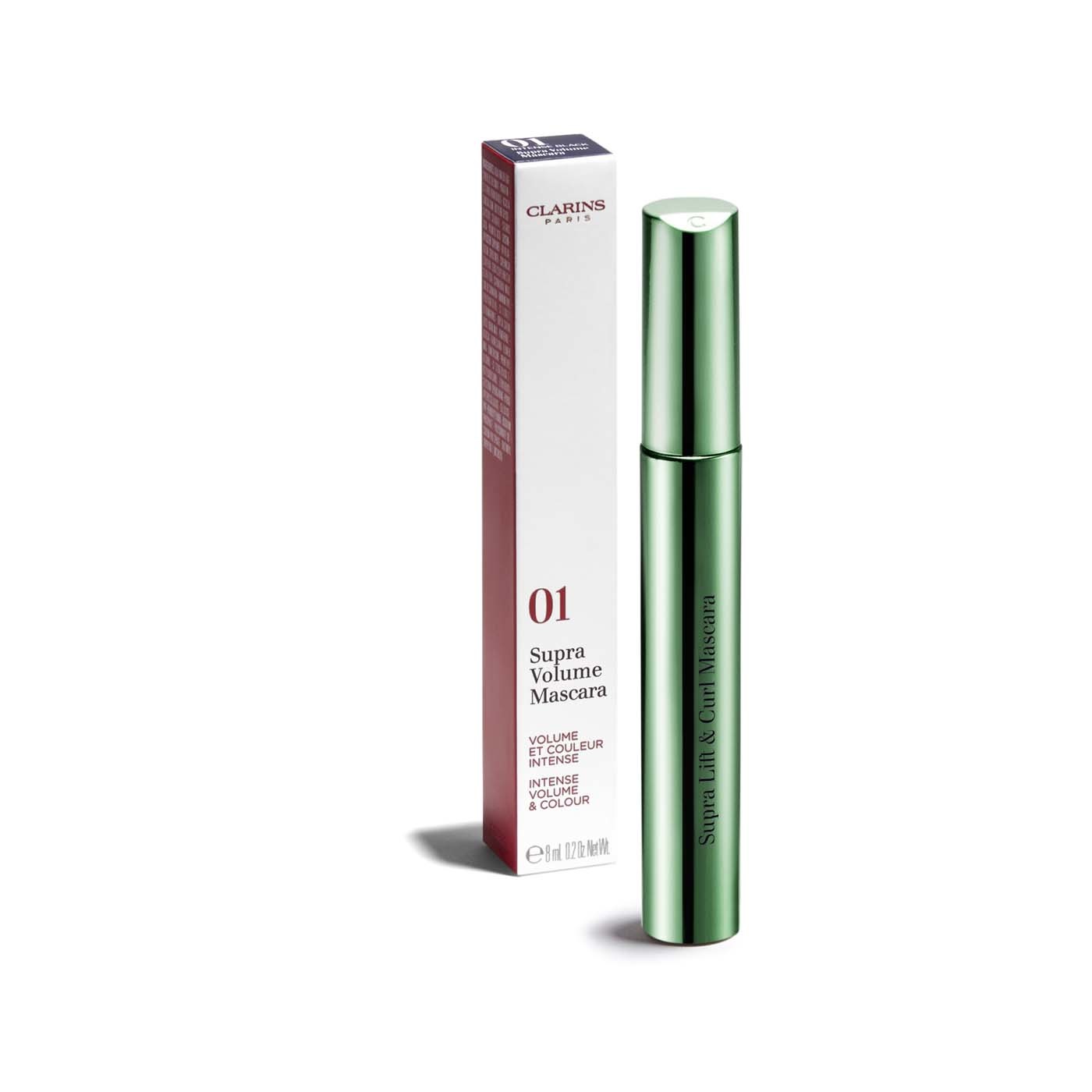 Clarins Supra Lift & Curl Mascara 8ml - Effetto Lifting, Incurvante e Volumizzante 01 Intense Black