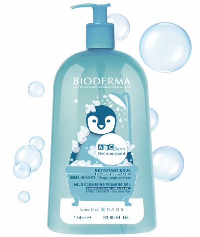 Bioderma ABCDerm Gel Moussant 1000 ml - Gel detergente delicato per bambini, senza sapone, per corpo e viso