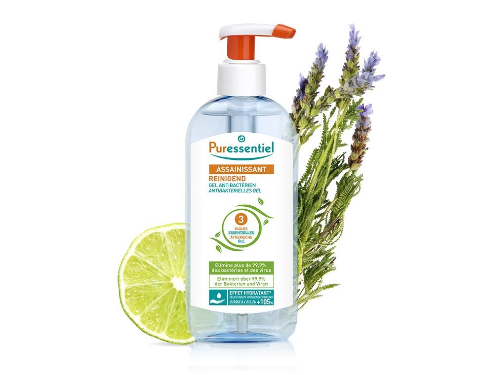 Puressentiel Gel Disinfettante Mani 250 ml - Deterge senza acqua, con 3 Oli Essenziali e Aloe Vera