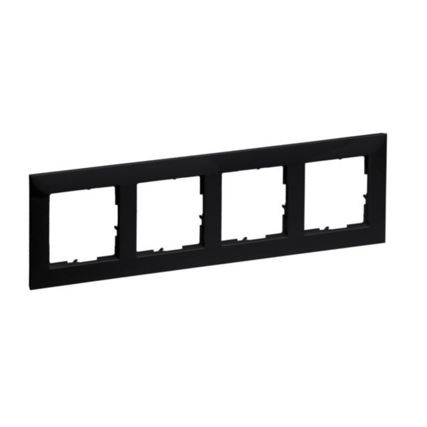 LEGRAND SEANO Telaio Quadruplo in Termoplastica Nero Laccato - Dimensioni 87 x 301 mm, Senza Alogeni