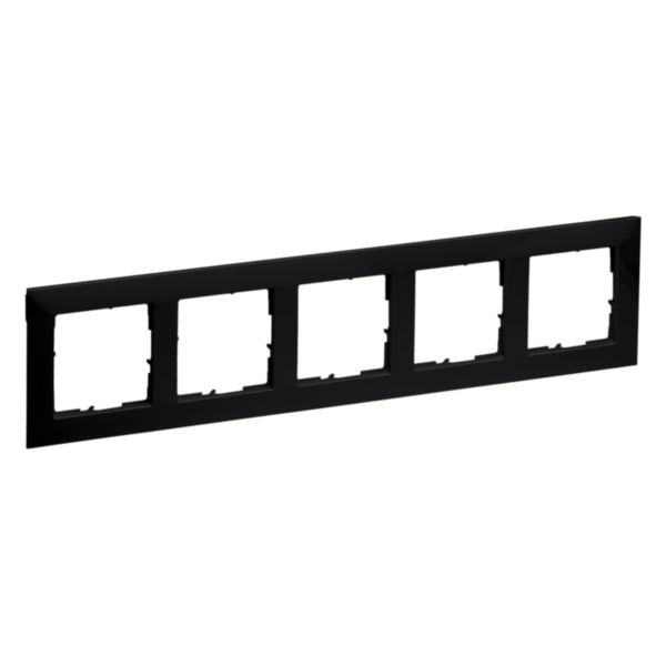 LEGRAND SEANO Telaio a 5 Moduli in Termoplastica Senza Alogeni, Colore Nero Laccato, Dimensioni 87 x 372 mm