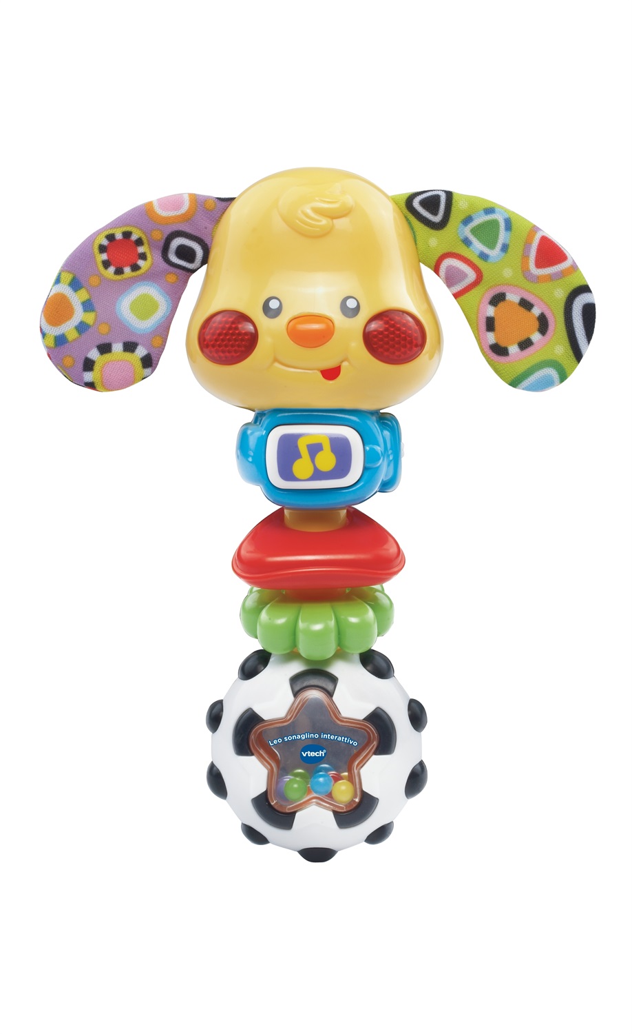 VTech Baby Leo Sonaglino Interattivo - Sonaglio Neonato con Pulsante Luminoso, 15 Melodie, 35 Frasi, Spegnimento Automatico, Lingua Italiana, Batterie Incluse, 3-36 Mesi