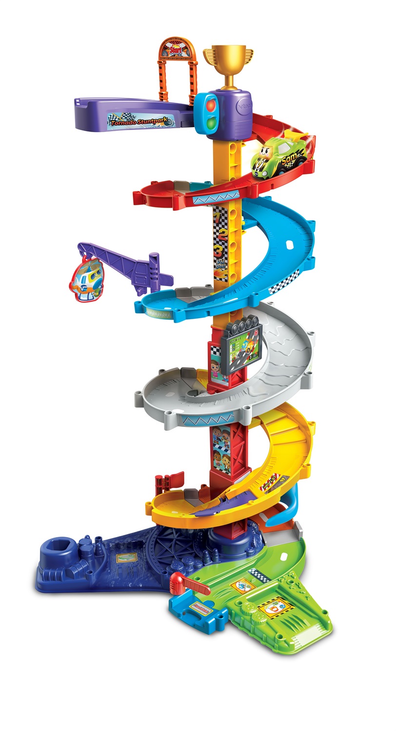 VTech Vroom Vroom Go - Mega Circuito 2 in 1, Pista Macchinine a Spirale con 5 Zone Magiche, 2 Configurazioni per Giocare Seduti o In Piedi, Incluso Veicolo, Lingua Italiana, 1-5 Anni