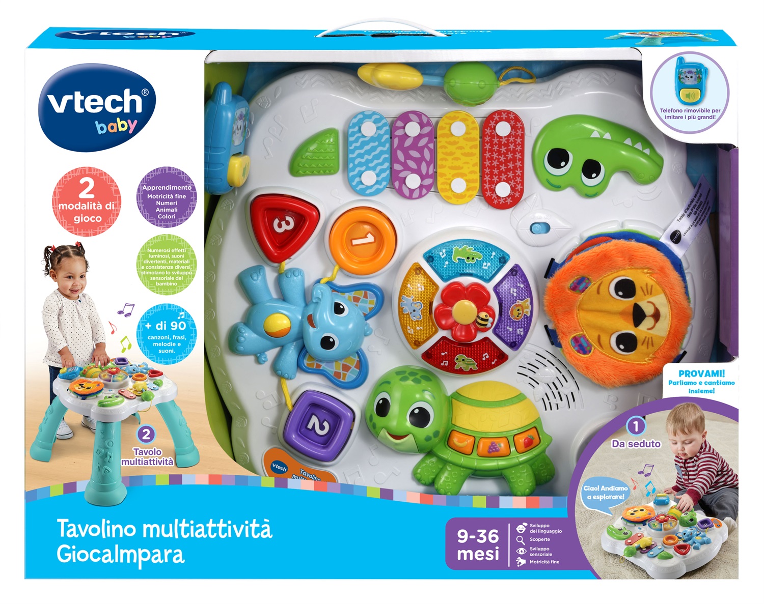 VTech Tavolino MultiAttività GiocaImpara - Gioco Interattivo con Luci, Suoni, Xilofono e Attività Educative per Bambini 9-36 Mesi