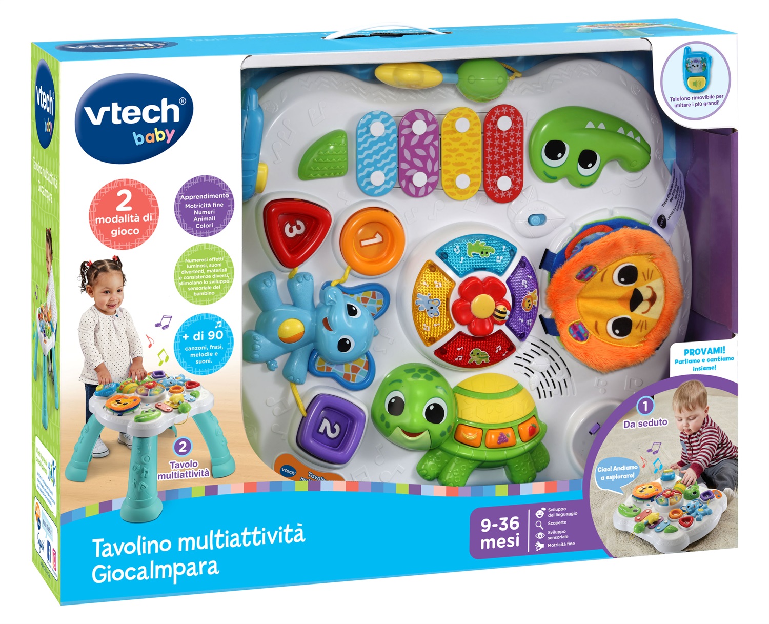 VTech Tavolino MultiAttività GiocaImpara - Gioco Interattivo con Luci, Suoni, Xilofono e Attività Educative per Bambini 9-36 Mesi