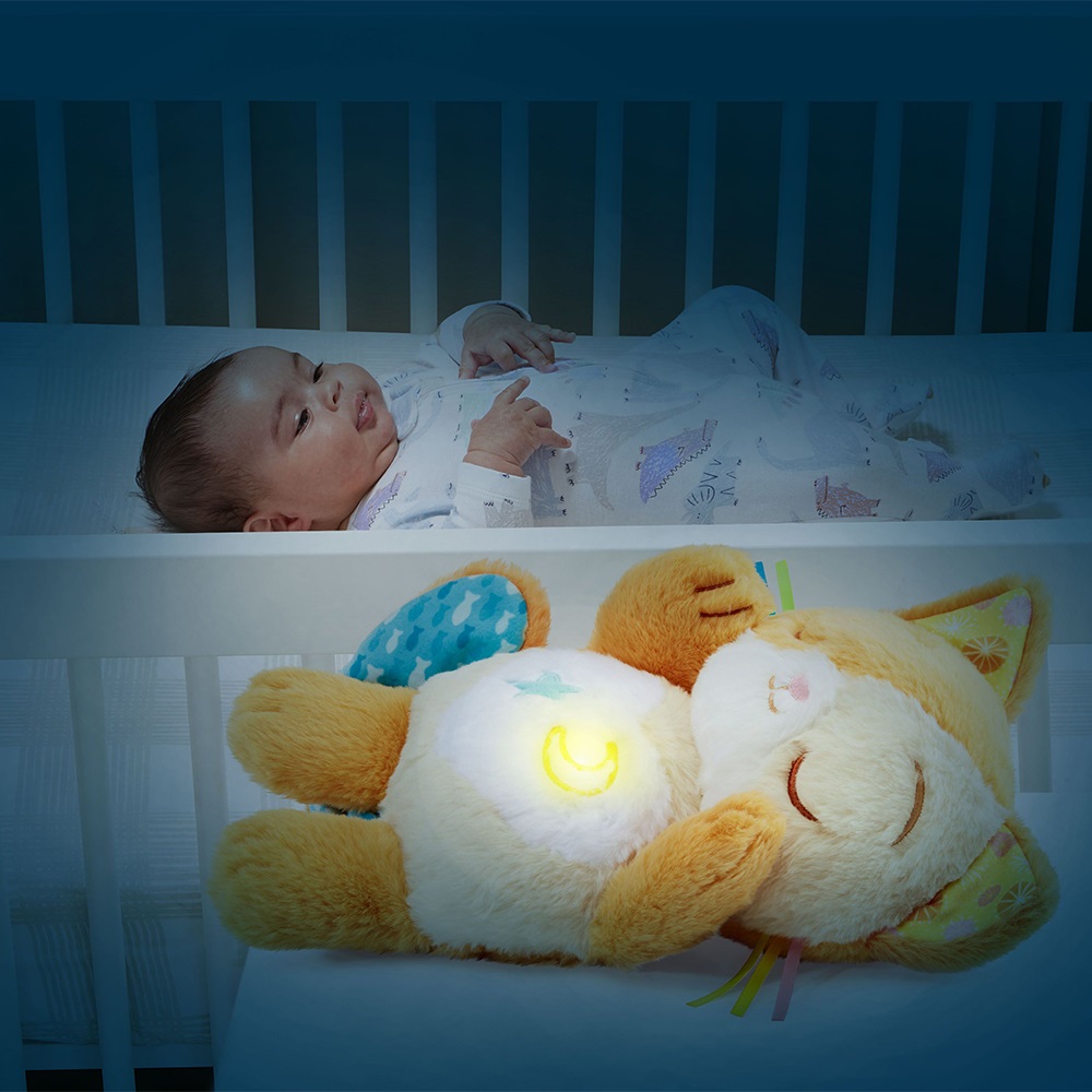 VTech Birba, Dormi e Sogna con Me - Luce Notturna Interattiva per Bambini con Movimento Respiro, Suoni della Natura e Fusa, 0-6 Anni, Batterie Incluse