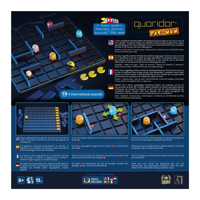 Gigamic Quoridor - Pac-Man, Gioco da Tavolo Astratto per 2-5 Giocatori, Durata 15 Minuti, Età 8 , Due Modalità di Gioco