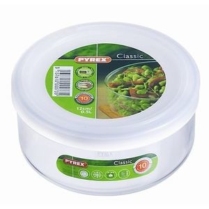 Pyrex Cook&Freeze Contenitore Rotondo con Coperchio Ø 12 cm - 0,6 l in Vetro Borosilicato Termoresistente, Adatto al Forno e Microonde