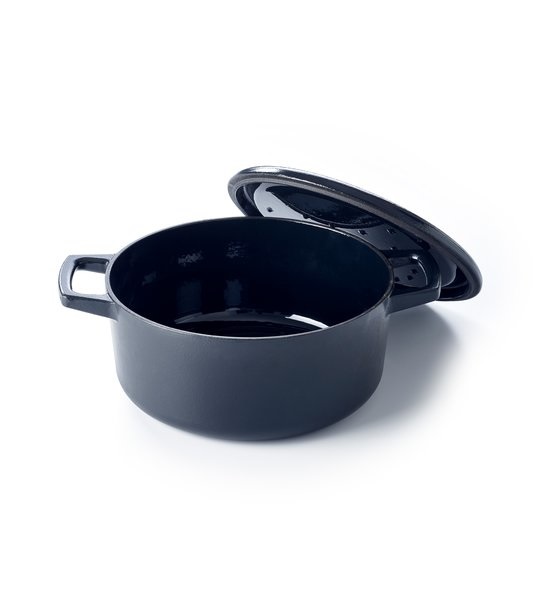 BEKA Casseruola Rotonda Nori in Ghisa Smaltata 26 cm - Capacità 500 cl, Colore Nero