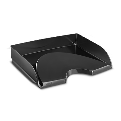 CEP Vaschetta Portacorrispondenza Orizzontale Impilabile in Polistirene Nero Crystal - 35,1 x 26 x 6,9 cm