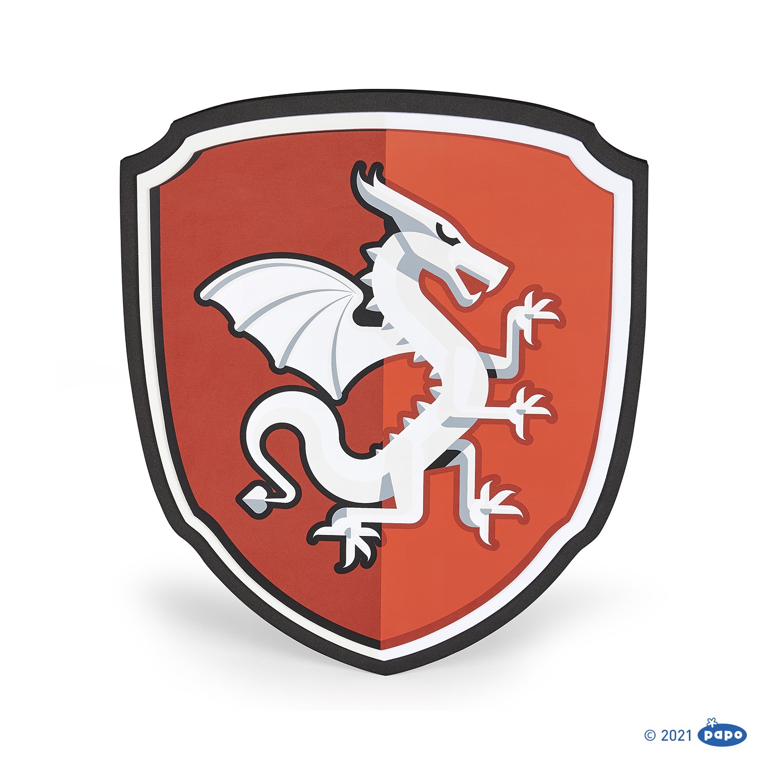 Papo Scudo Cavaliere Drago - Modellino da Collezione in PVC Dipinto a Mano, Multicolore, Taglia Unica