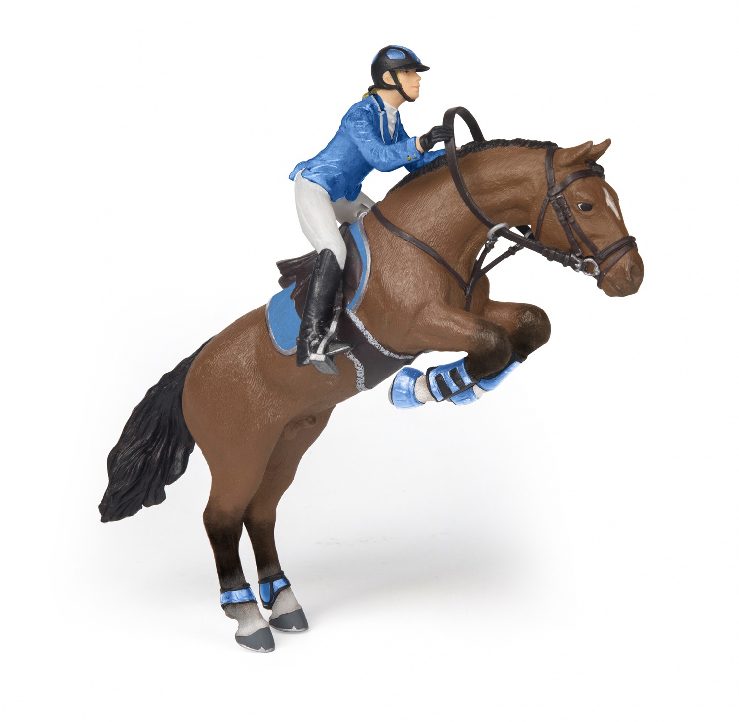 Papo 51560 Figurina Cavallo Salto Ostacoli con Cavallerizza - Dipinta a Mano - Collezione per Bambini dai 3 Anni