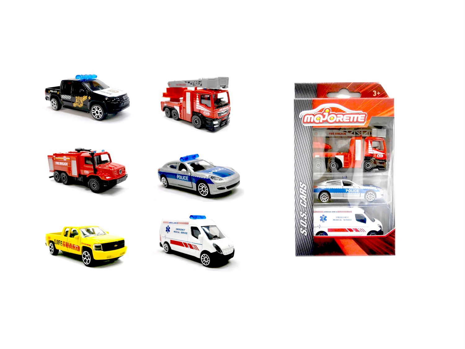 Majorette Set SOS 3 Veicoli Die Cast - Modello a Sorpresa, 3 Anni, Assortimento Ufficiale
